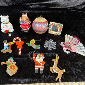 Vintage Mixed Christmas Onaments LOT OF 12 Handmade Trinket Primitive Nativity